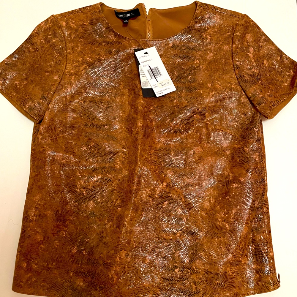 Leather Lafayette 148 Short Sleeve Shirt